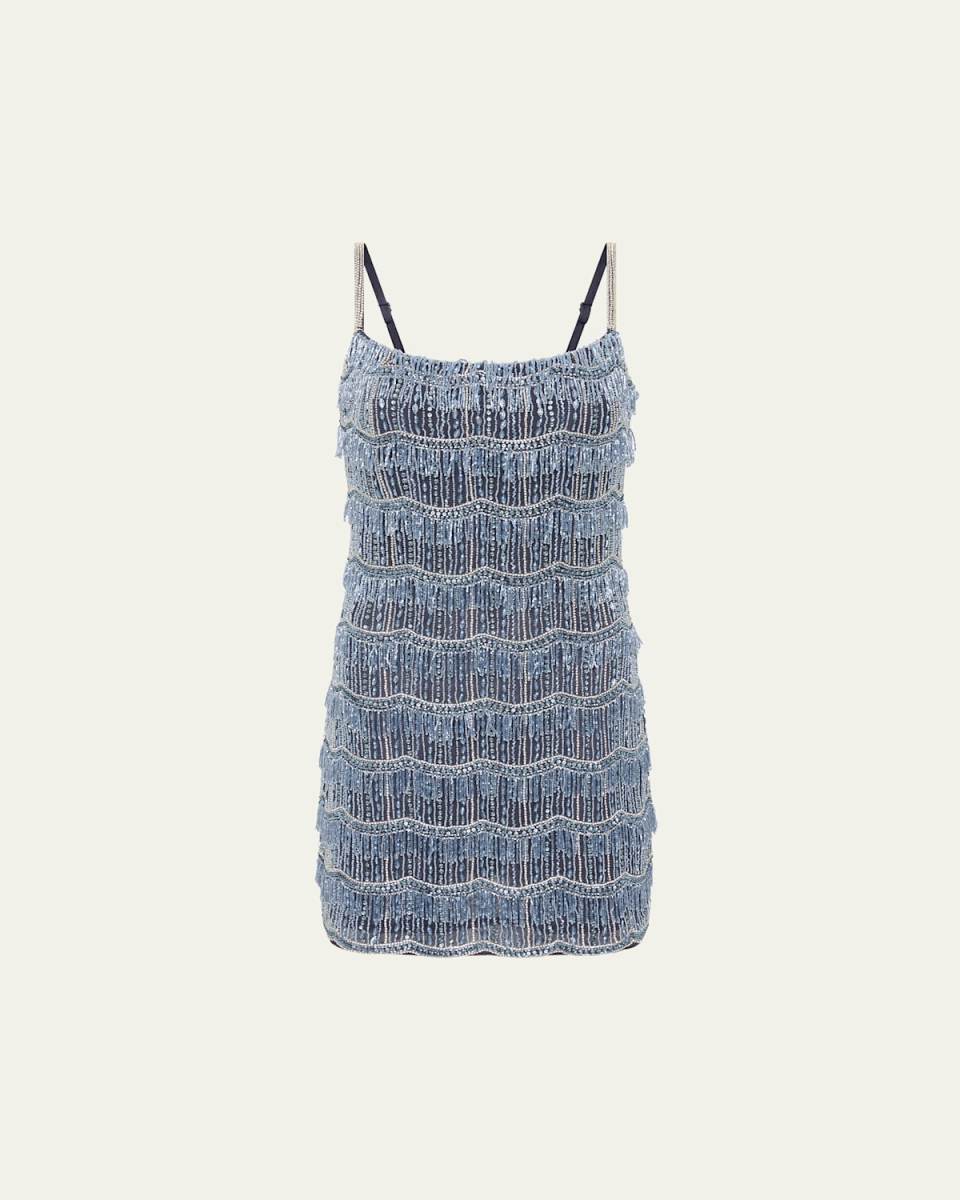 Sadie Scallop Beaded Sleeveless Mini Dress
